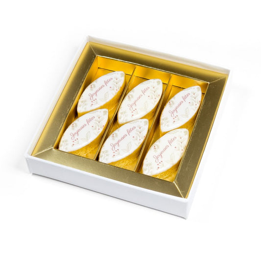Boîte carré luxe Noël Neige 6 calissons - Le Good Biscuit