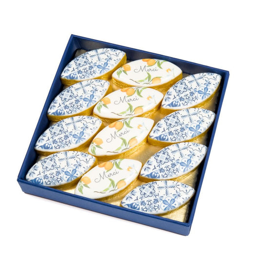 Boîte carré luxe Bleu nuit 12 calissons - Le Good Biscuit