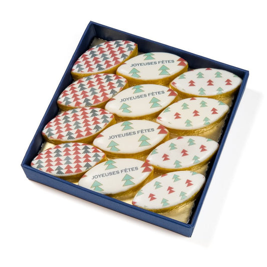 Boîte carré luxe Noël Sapin 12 calissons - Le Good Biscuit