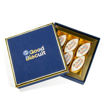 Coffret luxe Bleu nuit de 6 calissons personnalisés - Le Good Biscuit