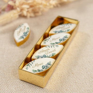 Boîte de 4 Calissons personnalisés - Eucalyptus - Le Good Biscuit