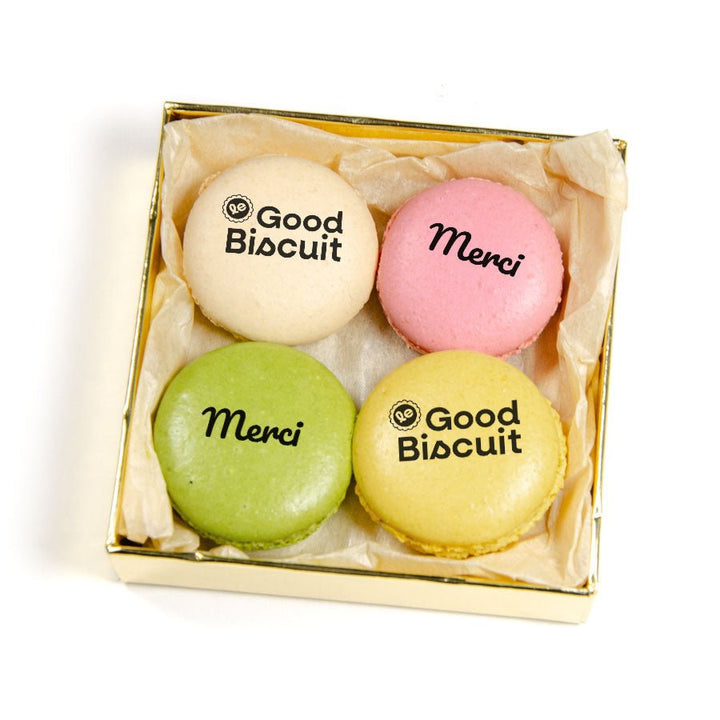 Coffret 4 macarons personnalisés - Logo - Le Good Biscuit