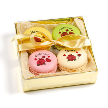 Coffret 4 macarons personnalisés - Roses - Le Good Biscuit