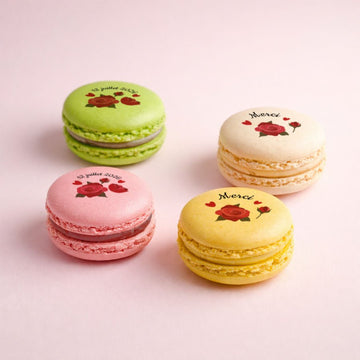 Coffret 4 macarons personnalisés - Roses - Le Good Biscuit