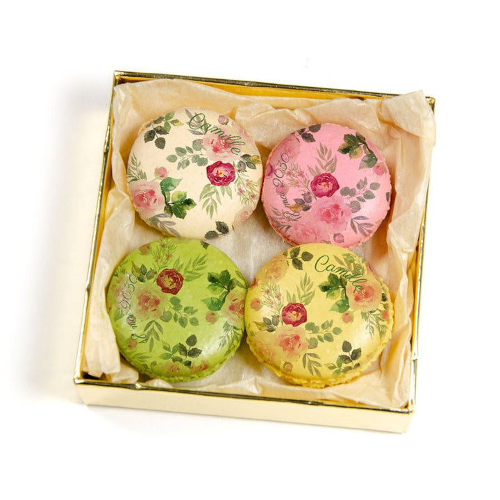 Coffret 4 macarons personnalisés - Roseraie - Le Good Biscuit